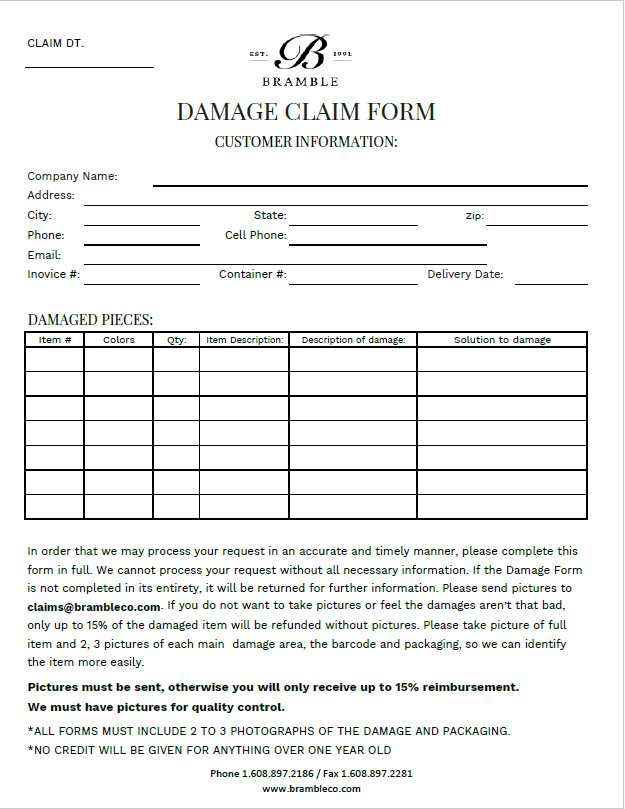 Damage Claim Form